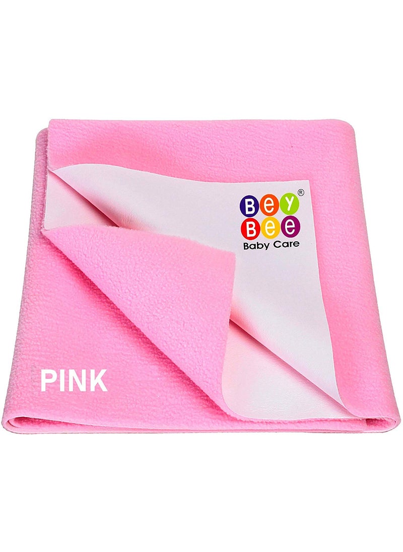 BeyBee Cotton Waterproof Quick Dry Sheet for Baby Bed Pad AntiPiling Fleece Extra Absorbent Washable Matress Protector Baby Bed Protector Sheet for Toddler Children Large Size 140X100Cm Pink