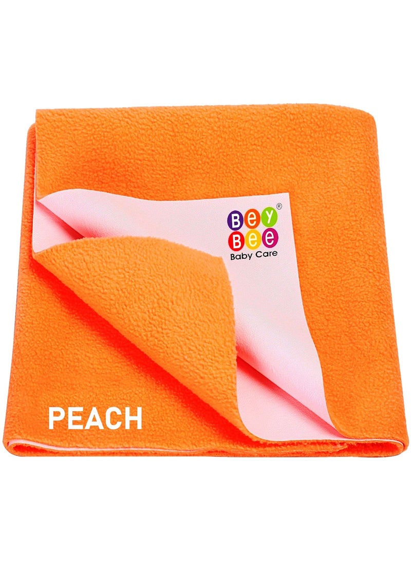 BeyBee Waterproof Quick Dry Sheet for Baby Bed Pad AntiPiling Fleece Extra Absorbent Washable Matress Protector Baby Bed Protector Sheet for Toddler Children Large Size 140 x 100cm Peach