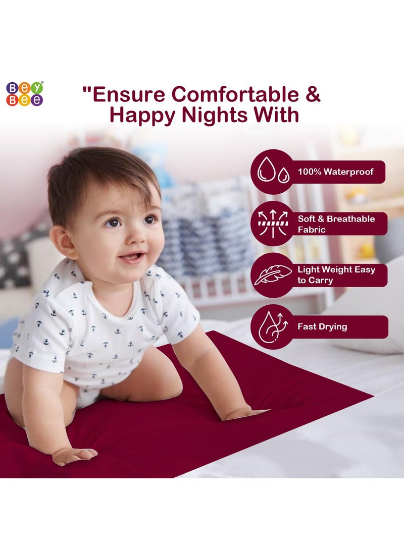 BeyBee Waterproof Quick Dry Sheet for Baby Bed Pad AntiPiling Fleece Extra Absorbent Washable Matress Protector Baby Bed Protector Sheet for Toddler Children Large Size 140x100cm Maroon
