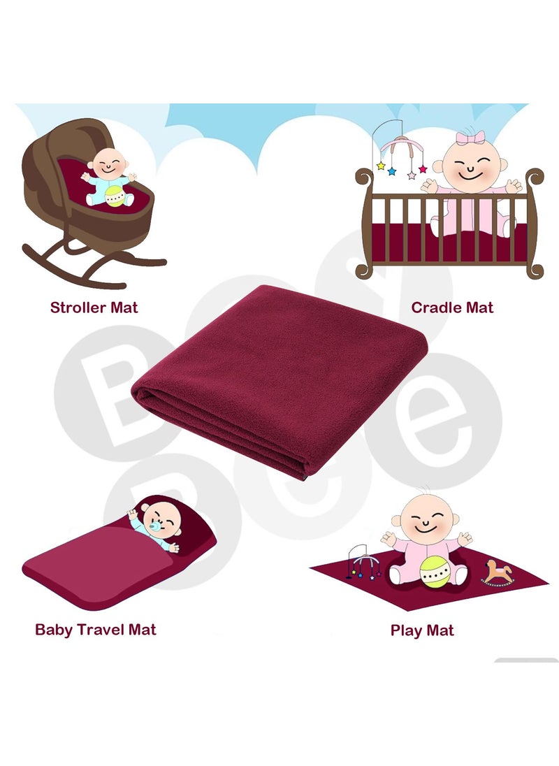 BeyBee Waterproof Quick Dry Sheet for Baby Bed Pad AntiPiling Fleece Extra Absorbent Washable Matress Protector Baby Bed Protector Sheet for Toddler Children Large Size 140x100cm Maroon