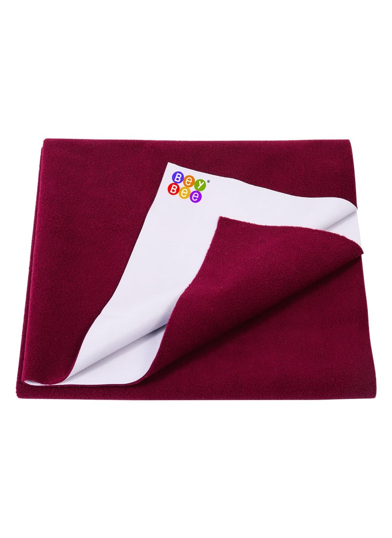 BeyBee Waterproof Quick Dry Sheet for Baby Bed Pad AntiPiling Fleece Extra Absorbent Washable Matress Protector Baby Bed Protector Sheet for Toddler Children Large Size 140x100cm Maroon