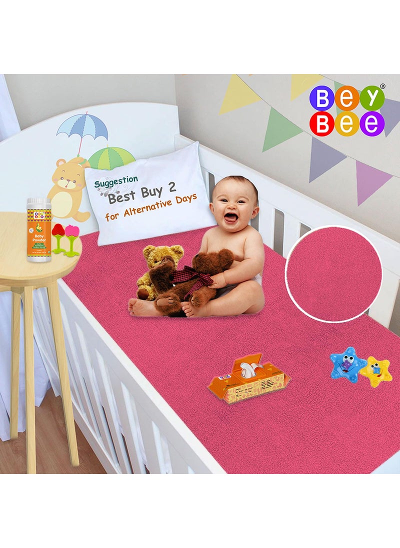 BeyBee Instadry AntiPiling Fleece Extra Absorbent Quick Dry Sheet for New Born BabiesBed Protector MattressReusable Waterproof Baby Cot Sheet for Infant Large Pack of 2 140x100cm Salmon Rose
