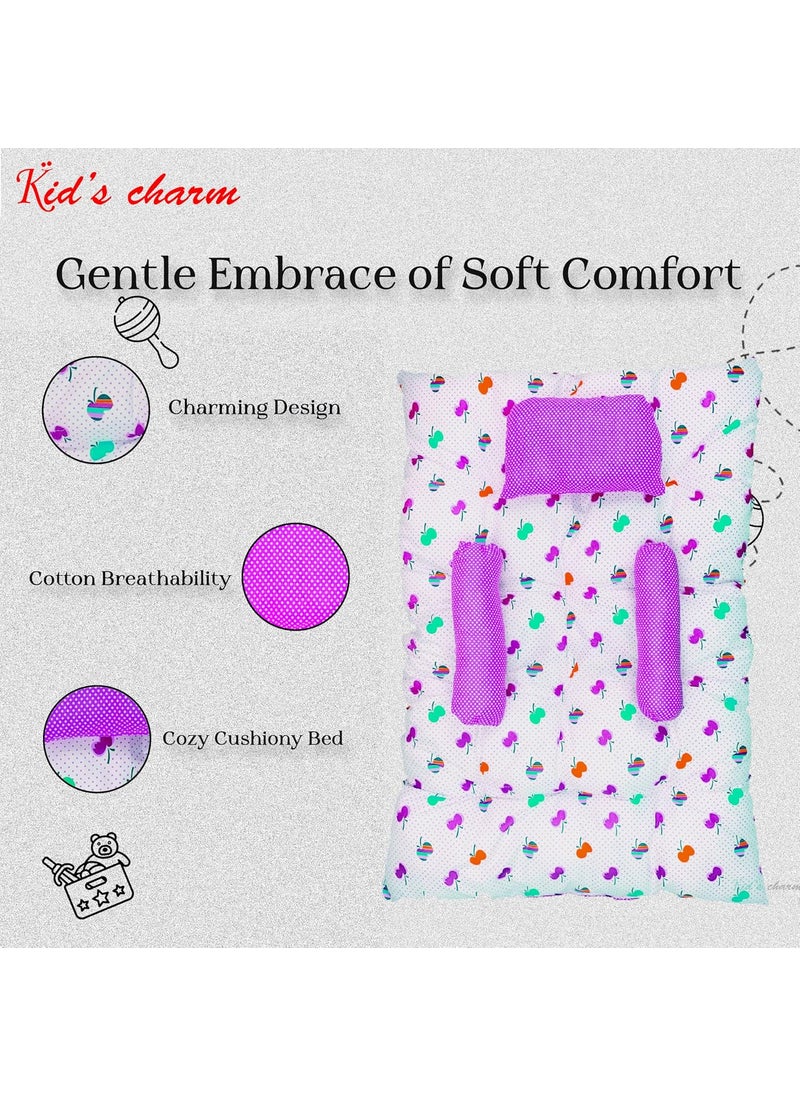 Kids Charm Baby Sleeping CherryMini Portable 2 in 1 for 0 to 4 Months New Born Baby Baby Sleeping Bed Cotton PillowViolet