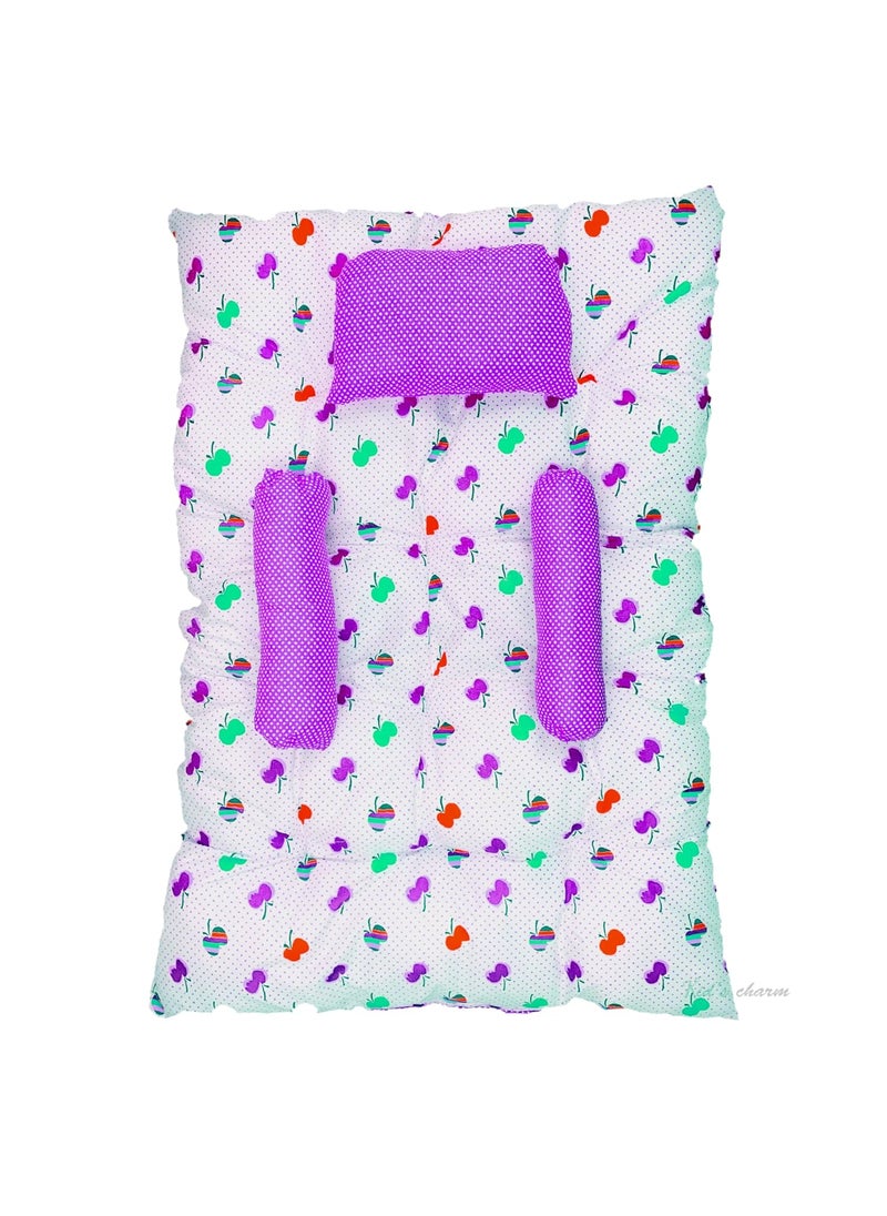 Kids Charm Baby Sleeping CherryMini Portable 2 in 1 for 0 to 4 Months New Born Baby Baby Sleeping Bed Cotton PillowViolet