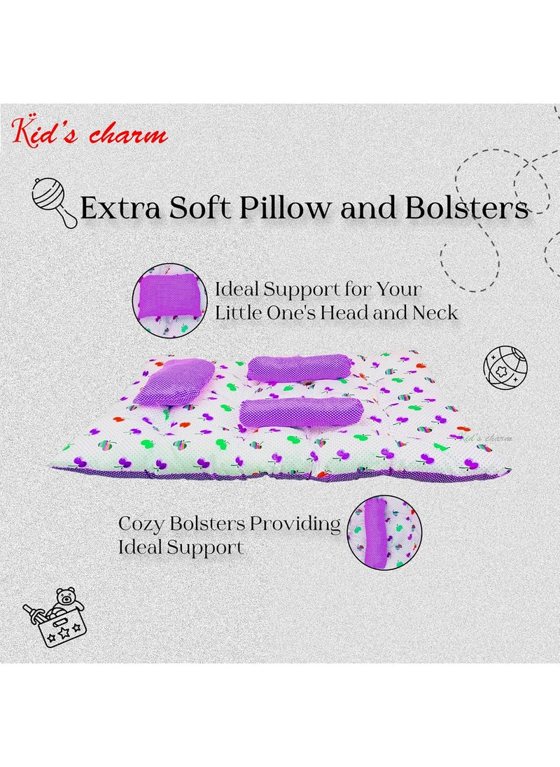 Kids Charm Baby Sleeping CherryMini Portable 2 in 1 for 0 to 4 Months New Born Baby Baby Sleeping Bed Cotton PillowViolet