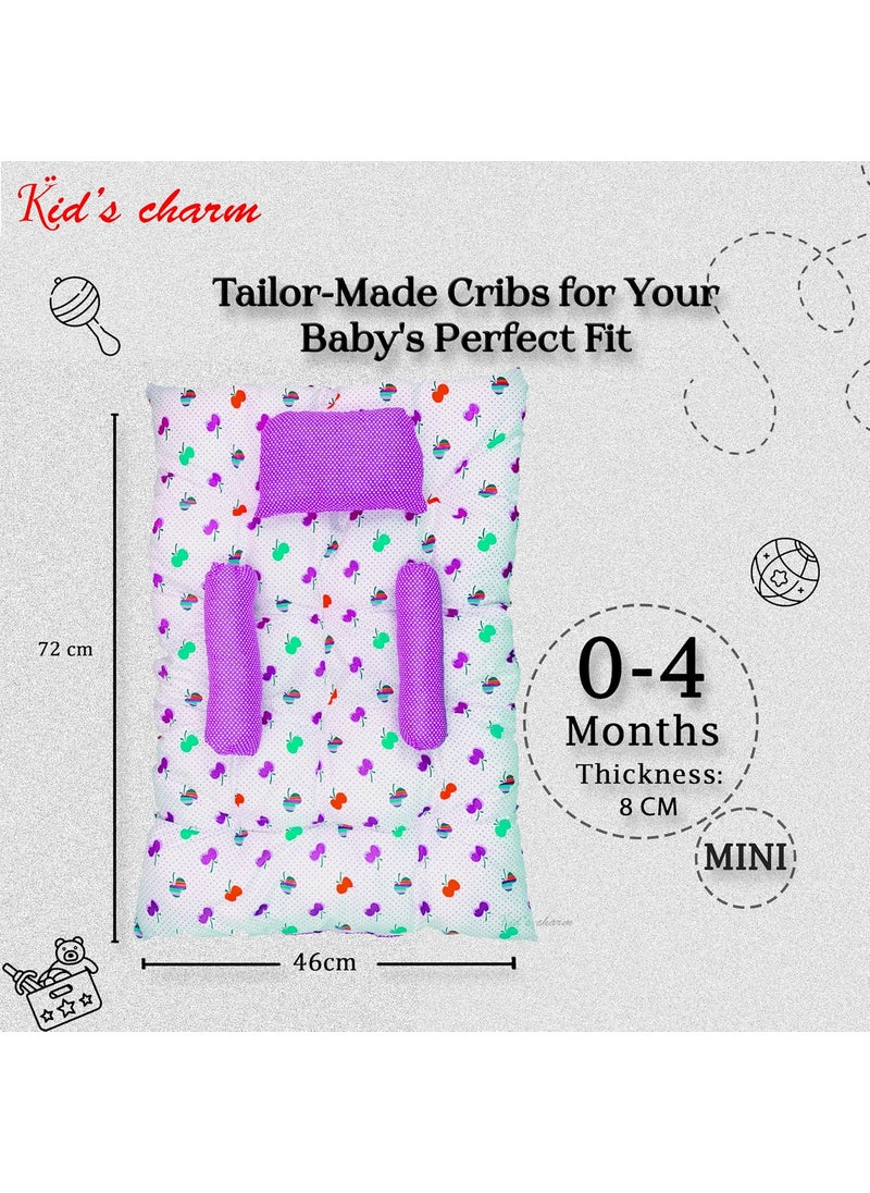 Kids Charm Baby Sleeping CherryMini Portable 2 in 1 for 0 to 4 Months New Born Baby Baby Sleeping Bed Cotton PillowViolet