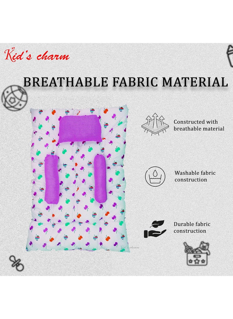 Kids Charm Baby Sleeping CherryMini Portable 2 in 1 for 0 to 4 Months New Born Baby Baby Sleeping Bed Cotton PillowViolet