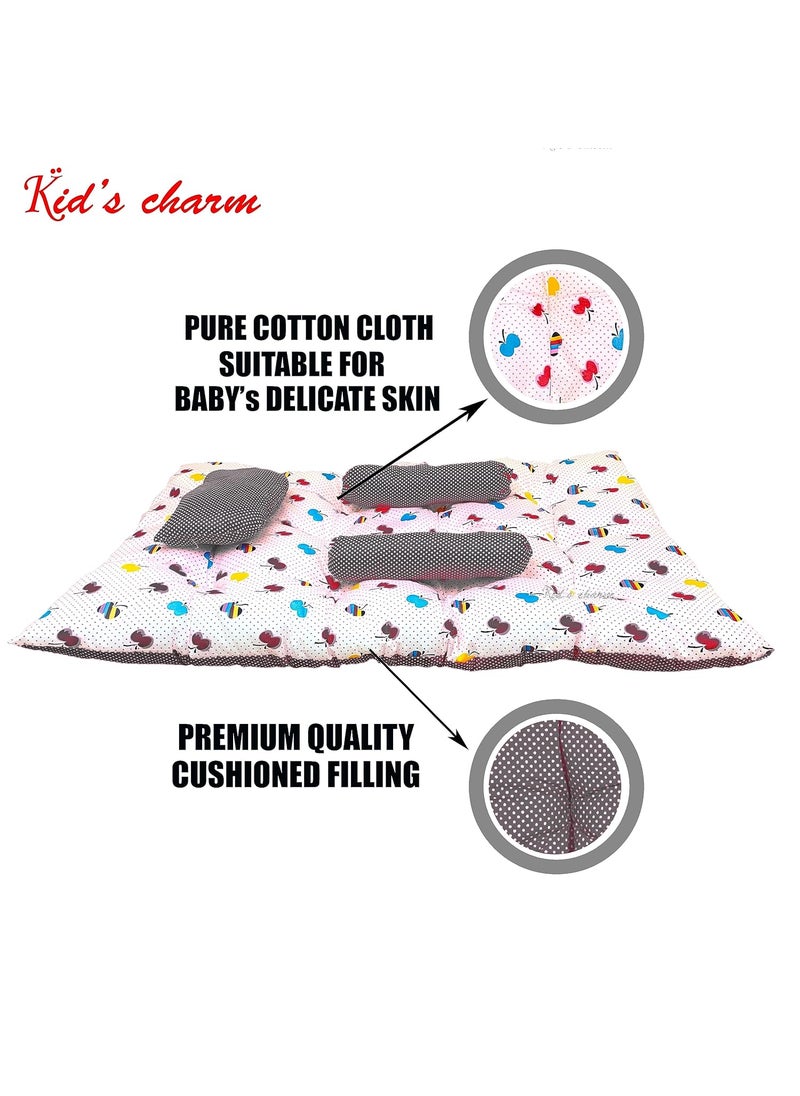 Kids Charm Baby Sleeping CherryMini Portable 2 in 1 for 0 to 4 Months New Born Baby Baby Sleeping Bed Cotton PillowGrey