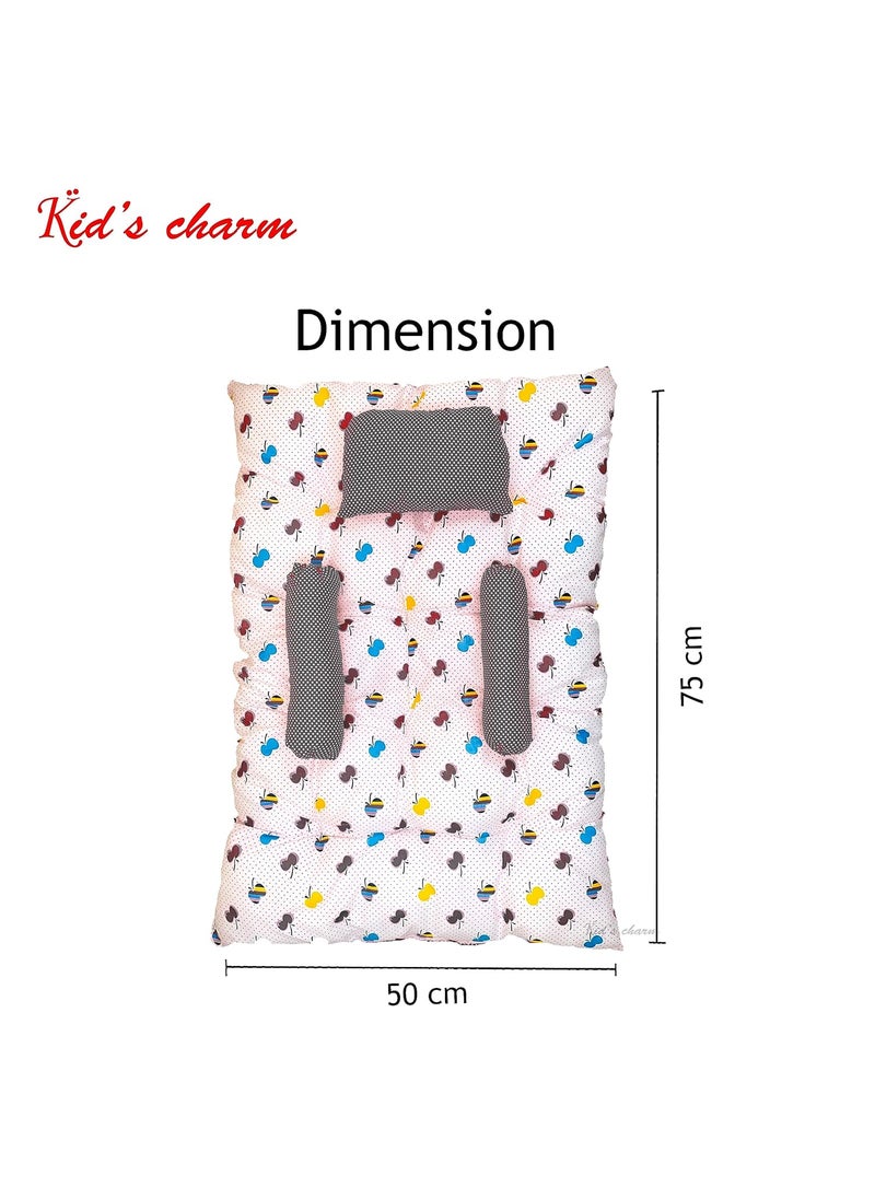 Kids Charm Baby Sleeping CherryMini Portable 2 in 1 for 0 to 4 Months New Born Baby Baby Sleeping Bed Cotton PillowGrey