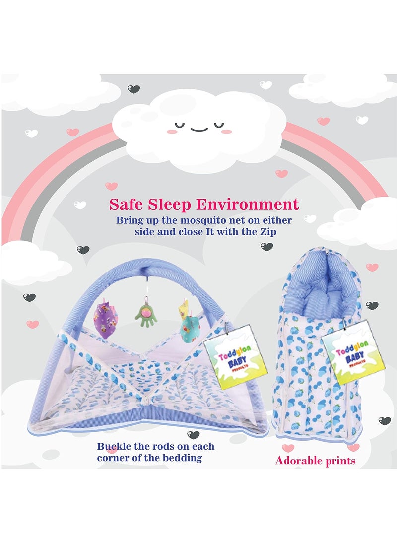 Toddylon Baby Bed New Born Baby Bedding Set Combo of Baby Mattress with Mosquito Net Sleeping Bags Cotton Beds Carry Bag Unisex Infants 06 Months 2PCS Set