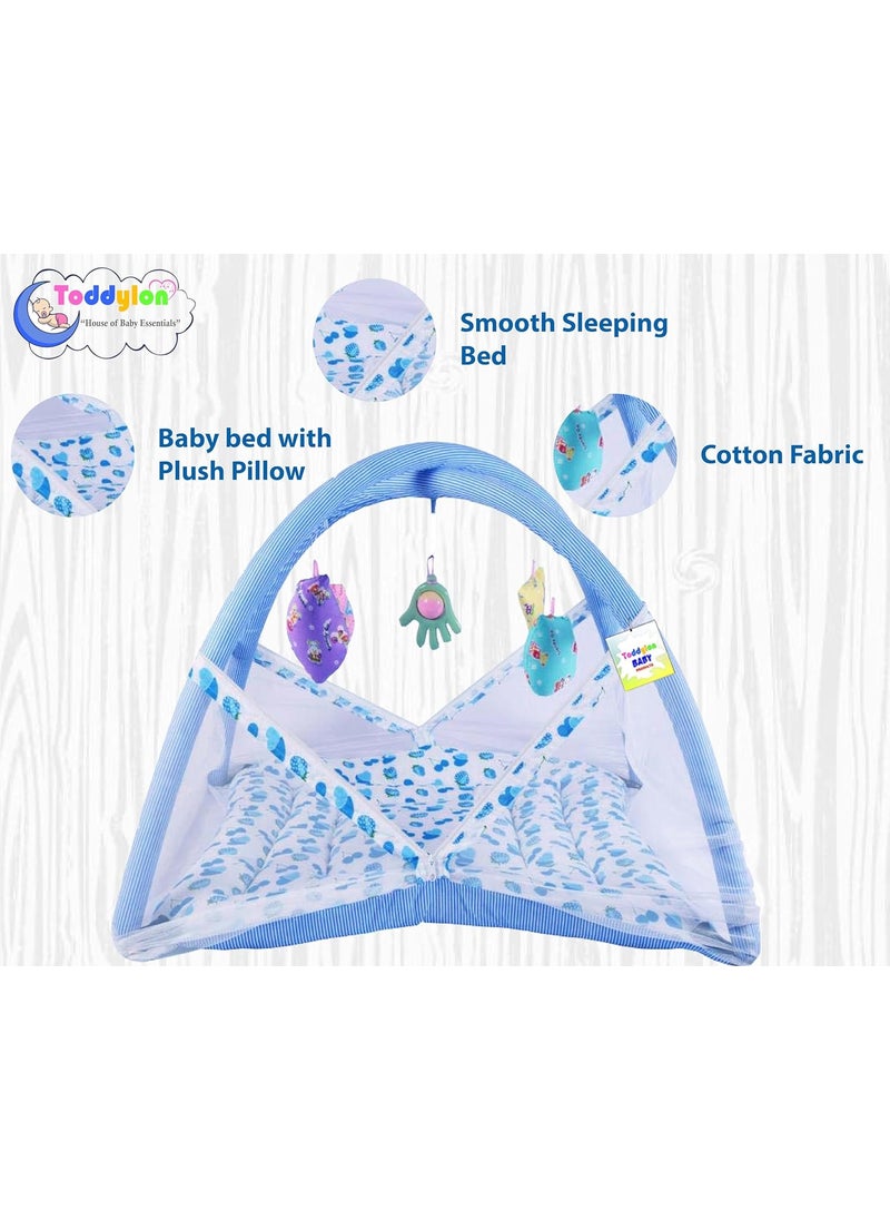 Toddylon Baby Bed New Born Baby Bedding Set Combo of Baby Mattress with Mosquito Net Sleeping Bags Cotton Beds Carry Bag Unisex Infants 06 Months 2PCS Set