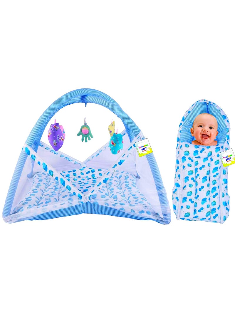 Toddylon Baby Bed New Born Baby Bedding Set Combo of Baby Mattress with Mosquito Net Sleeping Bags Cotton Beds Carry Bag Unisex Infants 06 Months 2PCS Set