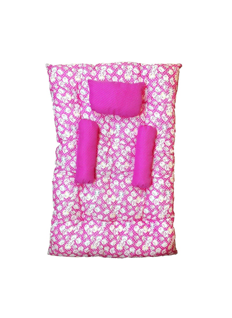 Kids Charm Baby Sleeping Bed TeddyMini Portable 2 in 1 for 0 to 4 Months New Born Baby Baby Sleeping Bed Cotton PillowPink