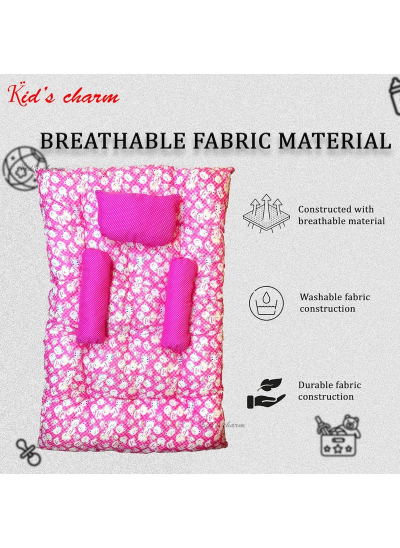 Kids Charm Baby Sleeping Bed TeddyMini Portable 2 in 1 for 0 to 4 Months New Born Baby Baby Sleeping Bed Cotton PillowPink