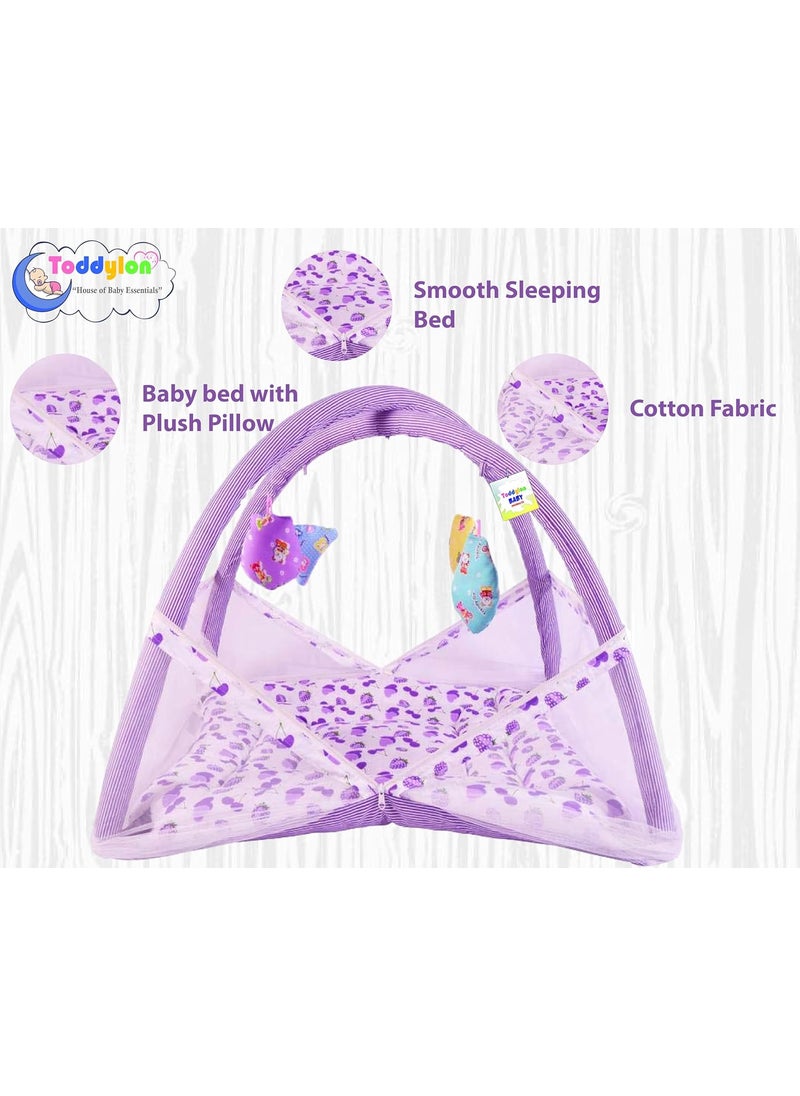 Toddylon Baby Bed New Born Baby Bedding Set Combo of Baby Mattress with Mosquito Net Sleeping Bags Cotton Beds Carry Bag Unisex Infants 06 Months 2PCS Set