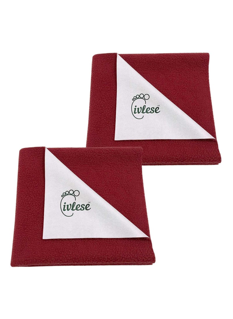 IVLESE Waterproof Washable Baby Care Quick Dry Sheet Medium Size Maroon Color Pack of 2