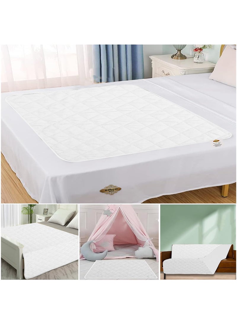 ADBENI HOME Quilted Cotton Extra Absorbent Quick Dry Sheet for Baby Baby Bed Protector Waterproof Baby Sheet Cot Sheet Crib Sheets Crib Mattress Protection King 90x138 cm White