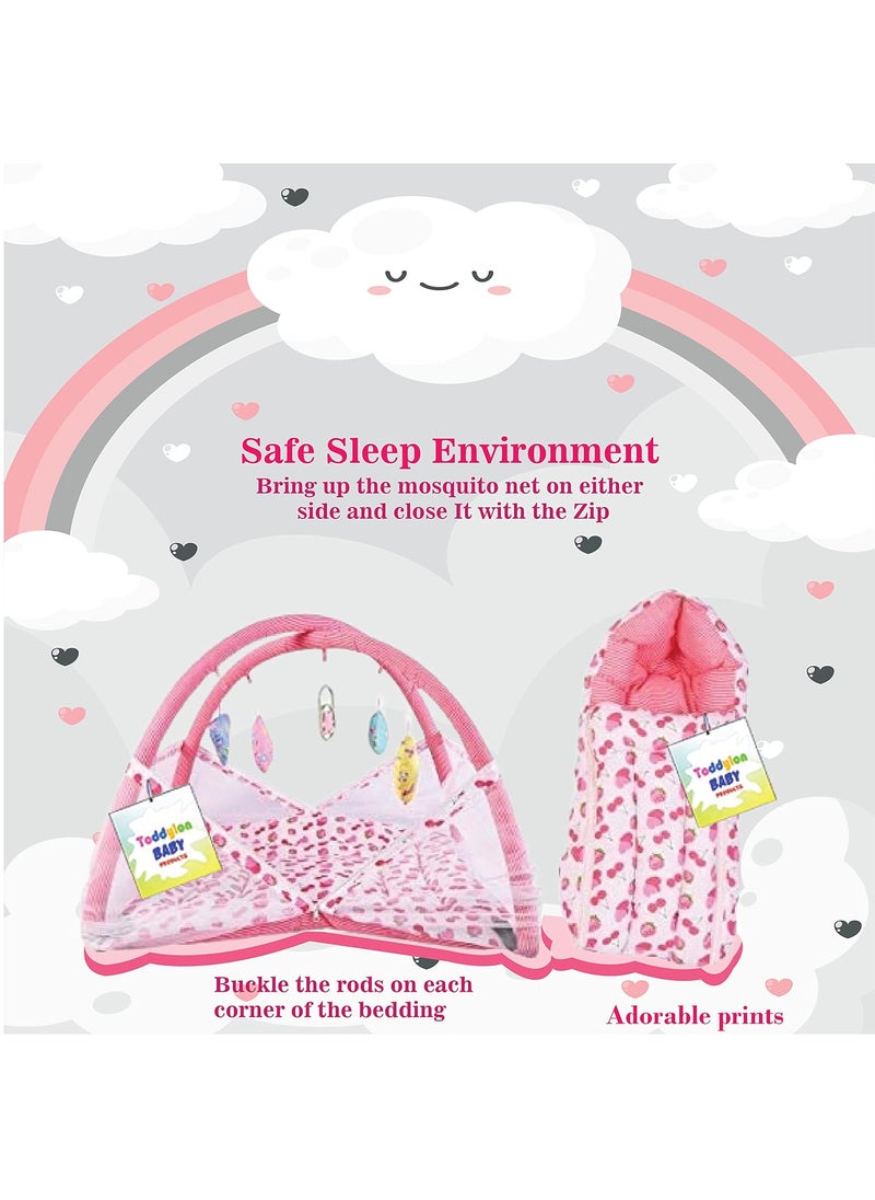Toddylon Baby Bed New Born Baby Bedding Set Combo of Baby Mattress with Mosquito Net Sleeping Bags Cotton Beds Carry Bag Unisex Infants 06 Months 2PCS Set