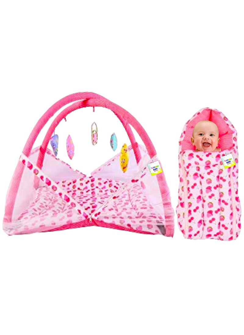 Toddylon Baby Bed New Born Baby Bedding Set Combo of Baby Mattress with Mosquito Net Sleeping Bags Cotton Beds Carry Bag Unisex Infants 06 Months 2PCS Set