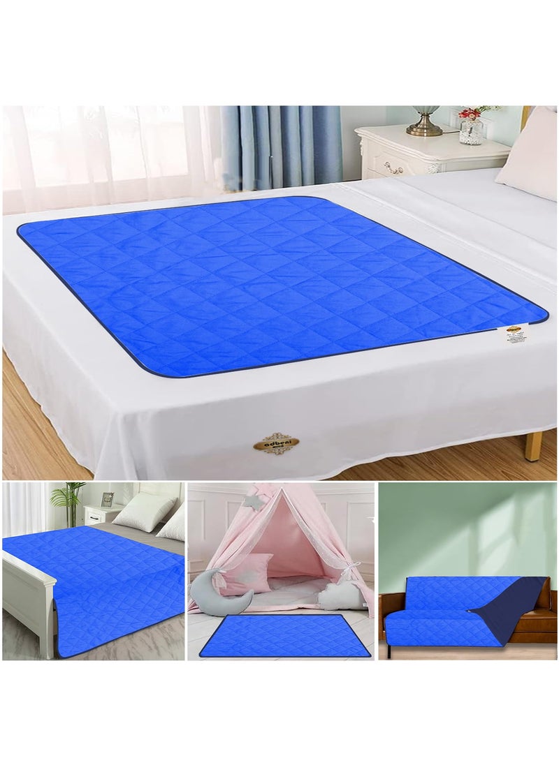ADBENI HOME Quilted Cotton Extra Absorbent Quick Dry Sheet for Baby Baby Bed Protector Waterproof Baby Sheet Cot Sheet Crib Sheets Crib Mattress Protection King 90x138 cm Royal Blue