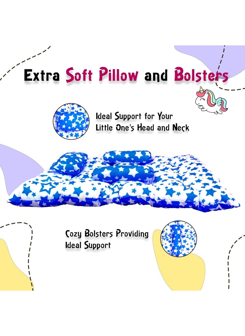 Kids Charm Baby Sleeping StarMultiMini Portable 2 in 1 for 0 to 4 Months New Born Baby Baby Sleeping Bed Cotton PillowBlue