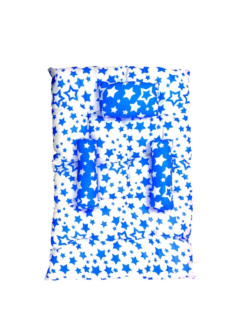 Kids Charm Baby Sleeping StarMultiMini Portable 2 in 1 for 0 to 4 Months New Born Baby Baby Sleeping Bed Cotton PillowBlue