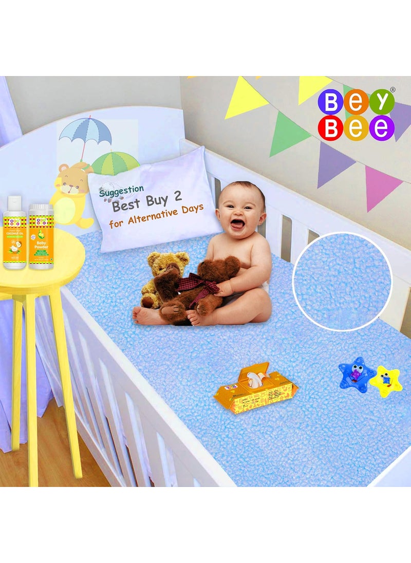 BeyBee Instadry AntiPiling Fleece Extra Absorbent Quick Dry Sheet for New Born Babies Bed Protector Mattress Reusable Waterproof Baby Cot Sheet for Toddler Infant XLarge Size 200x140cm Blue
