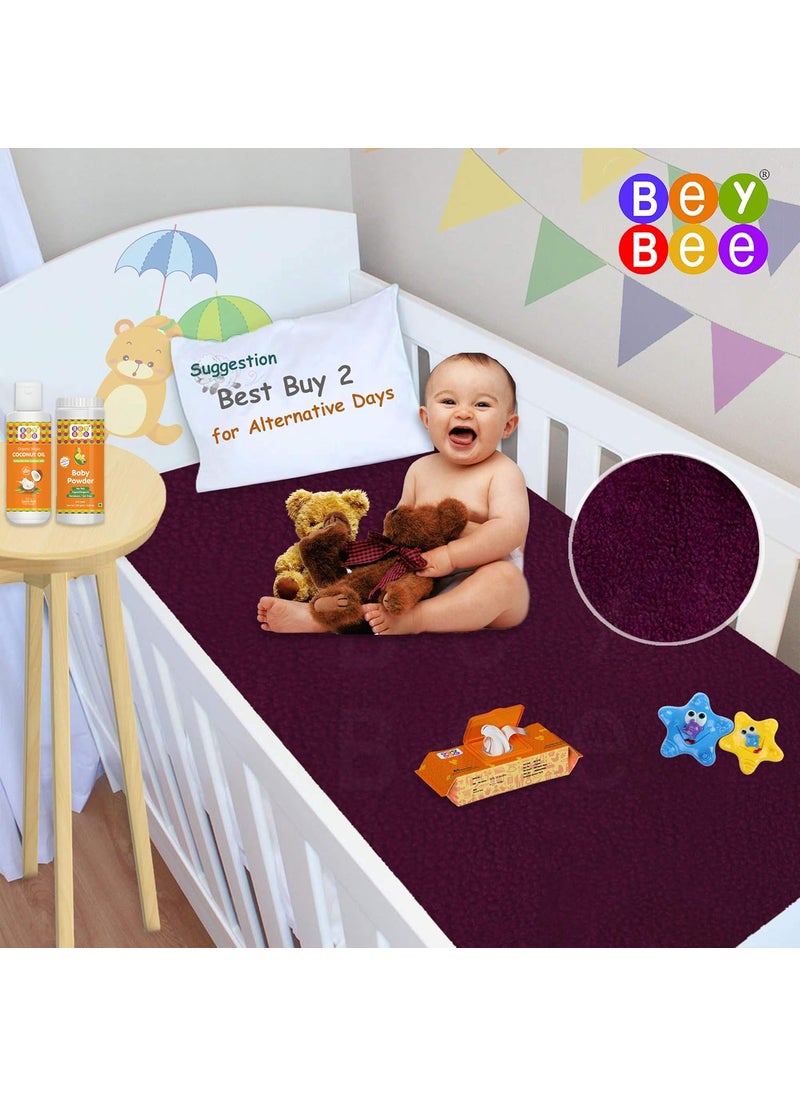 BeyBee Instadry AntiPiling Fleece Extra Absorbent Quick Dry Sheet for New Born BabiesBed Protector Mattress Reusable Waterproof Baby Cot Sheet for Toddler Infant XLarge Size 200x140cm Plum