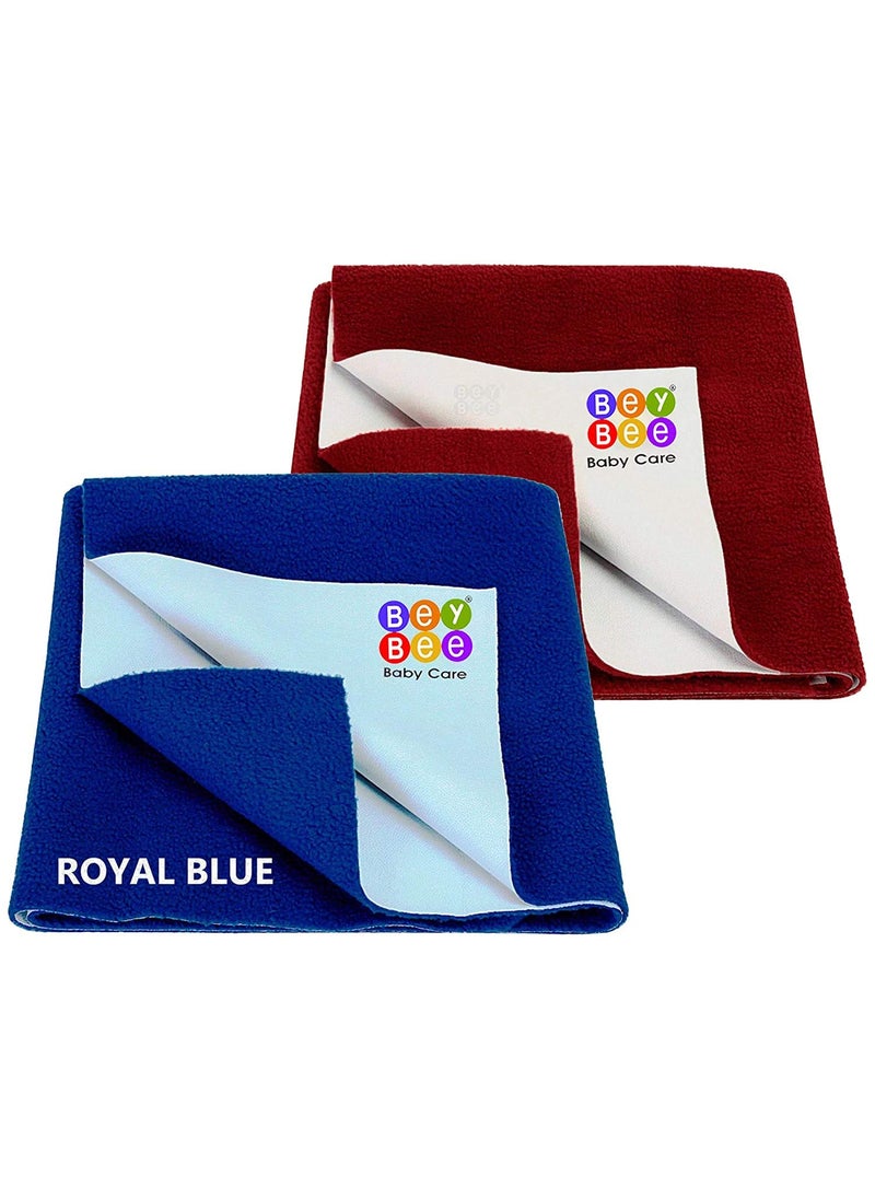 BeyBee NonToxic Quick Dry Sheet for New Born BabyAntiPiling Soft Fleece Bed ProtectorWaterproof Extra Absorbent Mattress Protector for Infant Large Combo Royal BlueMaroon