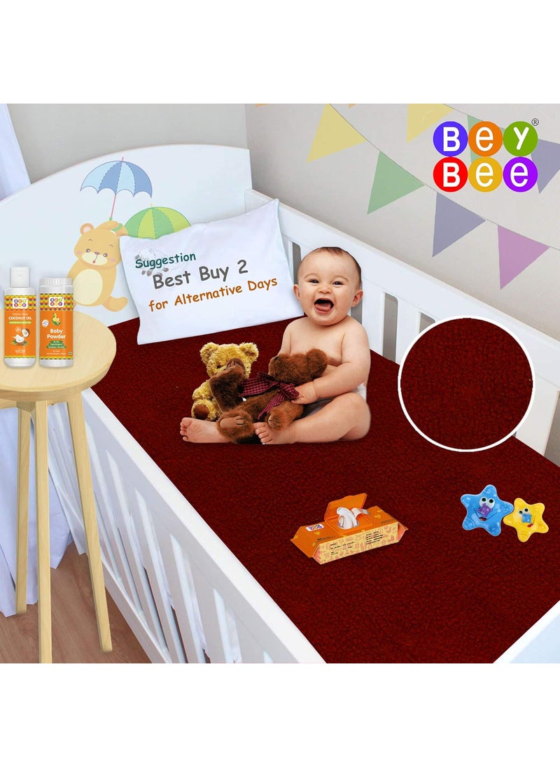BeyBee NonToxic Quick Dry Sheet for New Born BabyAntiPiling Soft Fleece Bed ProtectorWaterproof Extra Absorbent Mattress Protector for Infant Large Combo Royal BlueMaroon