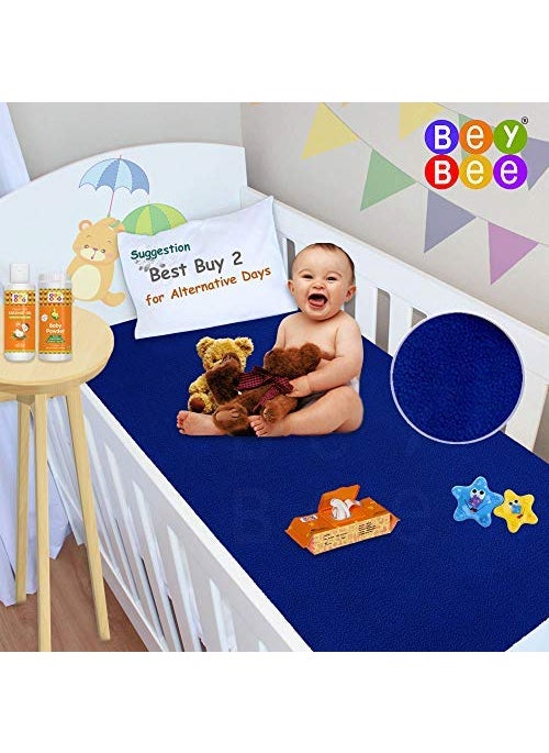 BeyBee NonToxic Quick Dry Sheet for New Born BabyAntiPiling Soft Fleece Bed ProtectorWaterproof Extra Absorbent Mattress Protector for Infant Large Combo Royal BlueMaroon