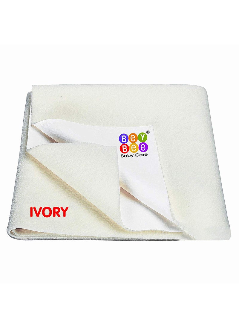 BeyBee Instadry AntiPiling Fleece Extra Absorbent Quick Dry Sheet for New Born Babies Cotton Bed Protector Mattress Waterproof Baby Cot Sheet for Toddler Infant XLarge Size 200x140cm Ivory