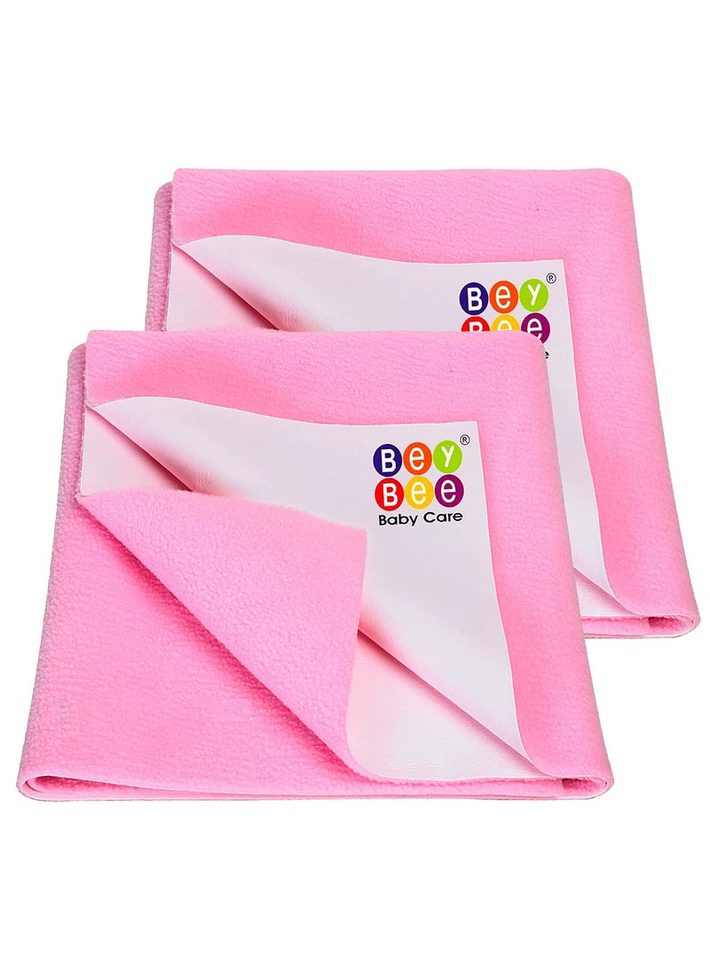 BeyBee Waterproof Quick Dry Sheet for BabyAntiPiling Fleece Extra Absorbent Washable Matress Protector Baby Bed Protector Sheet for Toddler Large Pack of 2 100x140cm Pink
