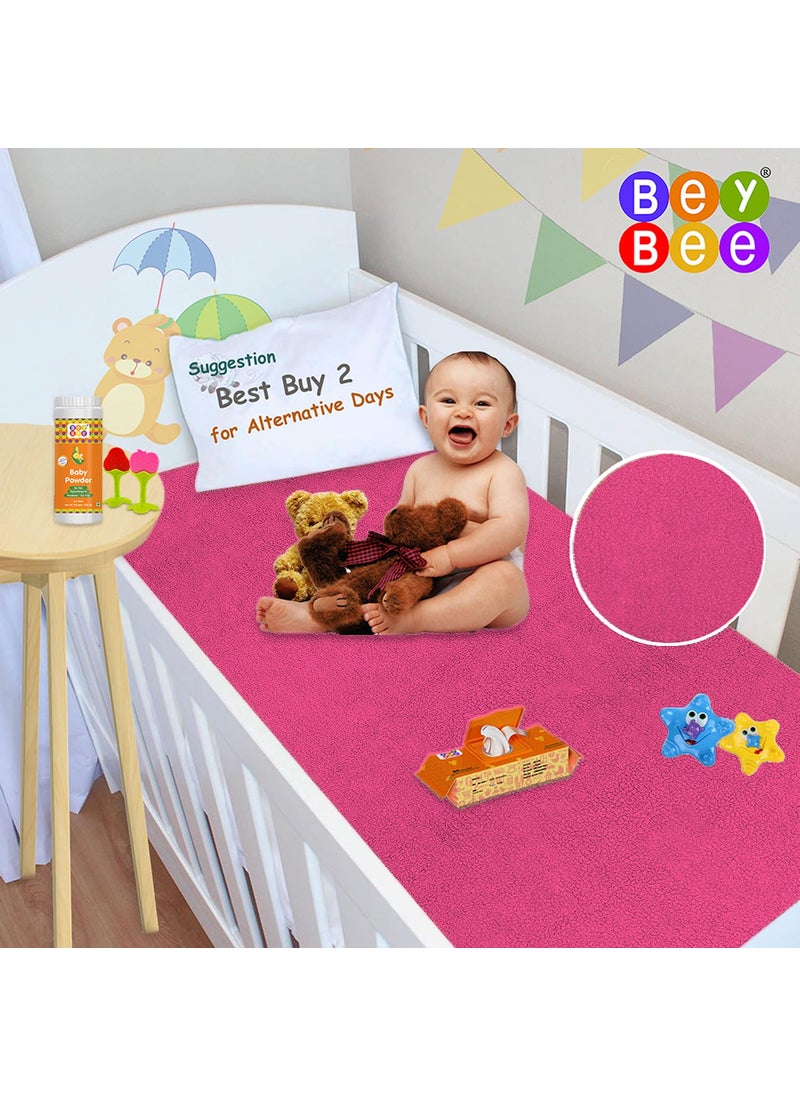 BeyBee Waterproof Quick Dry Sheet for BabyAntiPiling Fleece Extra Absorbent Washable Matress Protector Baby Bed Protector Sheet for Toddler Large Pack of 2 100x140cm Pink