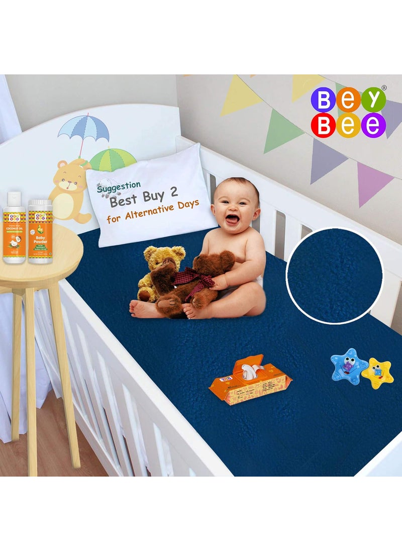 BeyBee NonToxic Quick Dry Sheet for New Born BabyAntiPiling Soft Fleece Bed ProtectorWaterproof Extra Absorbent Mattress Protector for Infant Large Combo Dark Sea BlueRed