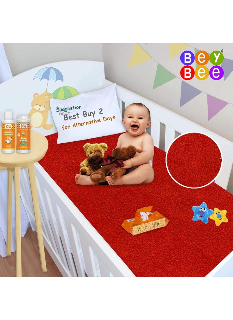 BeyBee NonToxic Quick Dry Sheet for New Born BabyAntiPiling Soft Fleece Bed ProtectorWaterproof Extra Absorbent Mattress Protector for Infant Large Combo Dark Sea BlueRed