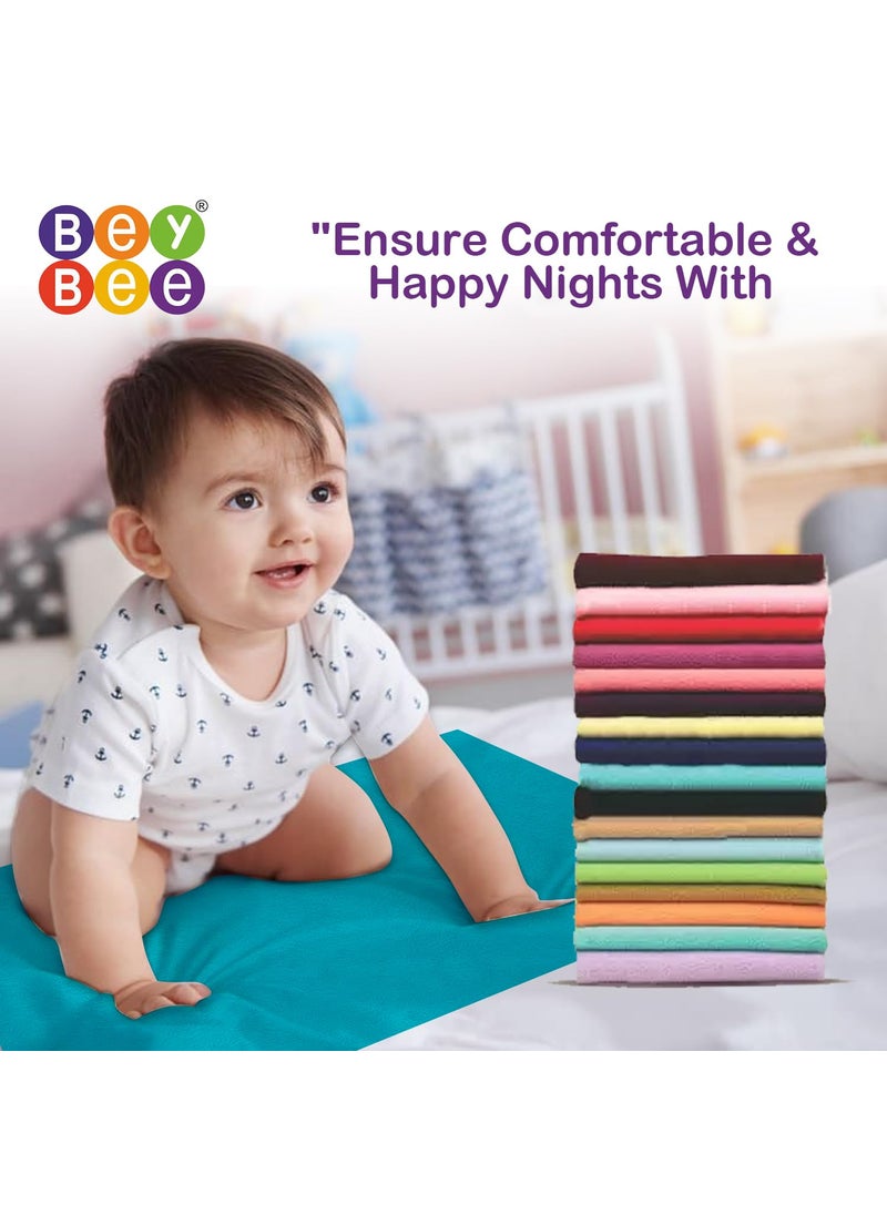 BeyBee NonToxic Quick Dry Sheet for New Born BabyAntiPiling Soft Fleece Bed ProtectorWaterproof Extra Absorbent Mattress Protector for Infant GreySea BlueMedium Combo100x70 cm