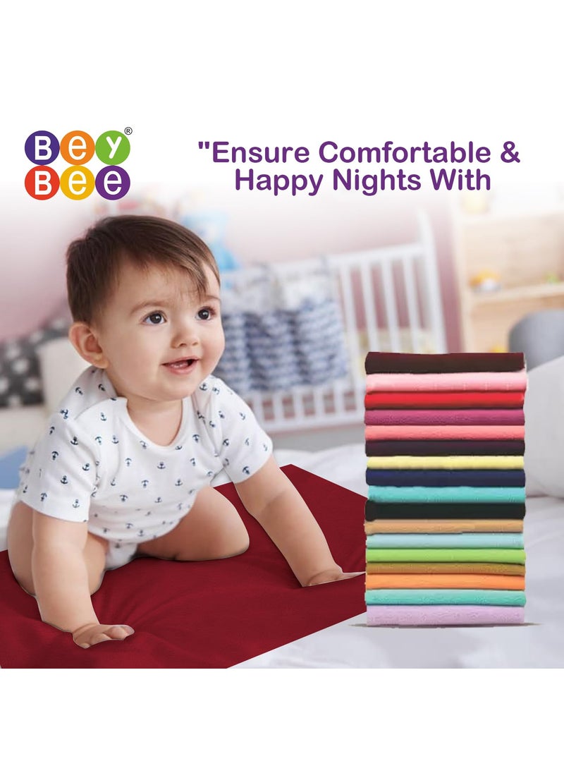 BeyBee NonToxic Quick Dry Sheet for New Born BabyAntiPiling Soft Fleece Bed ProtectorWaterproof Extra Absorbent Mattress Protector for Infant Dark Sea BlueMaroonMedium Combo100x70 cm