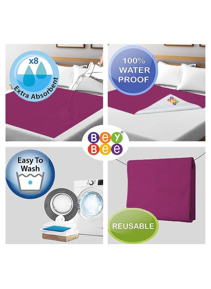 BeyBee NonToxic Quick Dry Sheet for New Born BabyAntiPiling Soft Fleece Bed ProtectorWaterproof Extra Absorbent Mattress Protector for Infant Rani PinkPeachMedium Combo100x70 cm