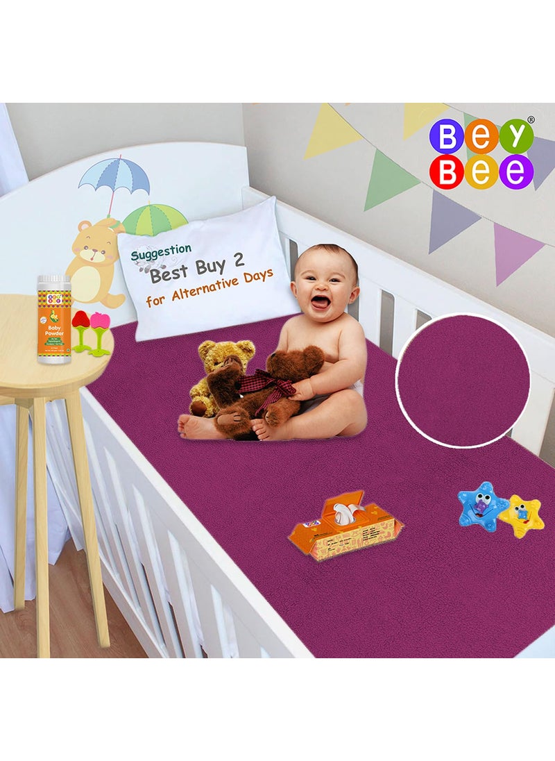 BeyBee NonToxic Quick Dry Sheet for New Born BabyAntiPiling Soft Fleece Bed ProtectorWaterproof Extra Absorbent Mattress Protector for Infant Rani PinkPeachMedium Combo100x70 cm