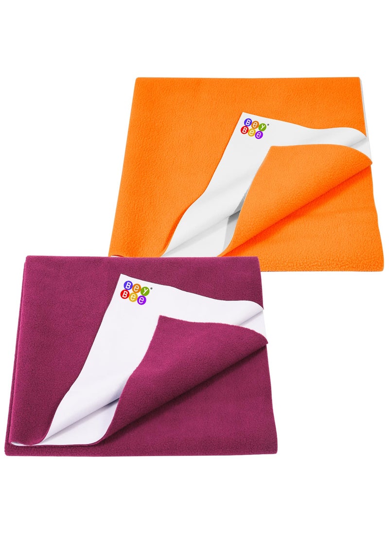 BeyBee NonToxic Quick Dry Sheet for New Born BabyAntiPiling Soft Fleece Bed ProtectorWaterproof Extra Absorbent Mattress Protector for Infant Rani PinkPeachMedium Combo100x70 cm