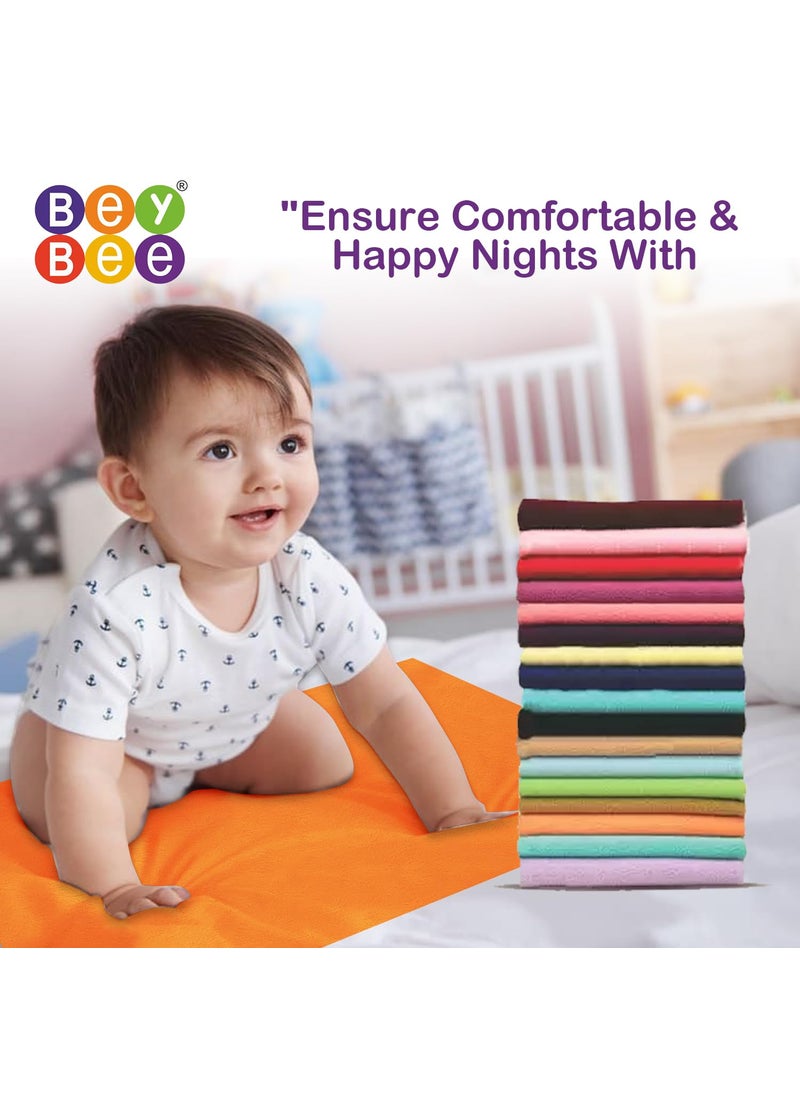 BeyBee NonToxic Quick Dry Sheet for New Born BabyAntiPiling Soft Fleece Bed ProtectorWaterproof Extra Absorbent Mattress Protector for Infant Rani PinkPeachMedium Combo100x70 cm