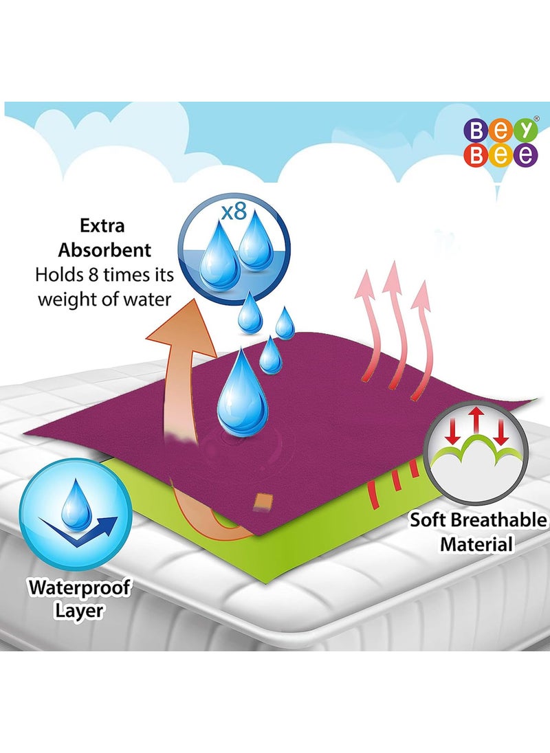 BeyBee NonToxic Quick Dry Sheet for New Born BabyAntiPiling Soft Fleece Bed ProtectorWaterproof Extra Absorbent Mattress Protector for Infant Rani PinkPeachMedium Combo100x70 cm