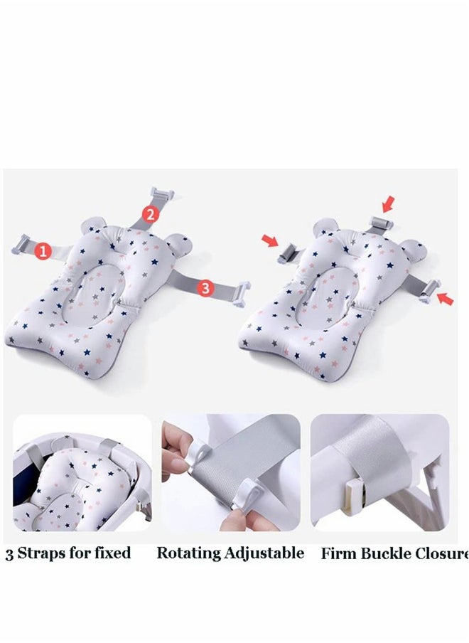 Baby Bath Cushion Pad ONLY, Newborn Bath Bed Adjustable Baby Shower Mat Non-Slip Soft Padded Infant Bathtub Support Foldable Baby Bath Seat Back Pillow Infant Bather Floating Pad, 0-12 M, NO Bathtub