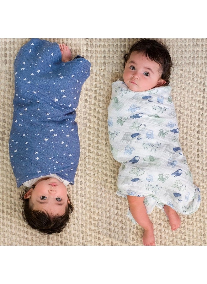Aden + Anais™ essentials cotton muslin 4 pack swaddle blanket time to dream