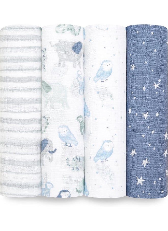Aden + Anais™ essentials cotton muslin 4 pack swaddle blanket time to dream