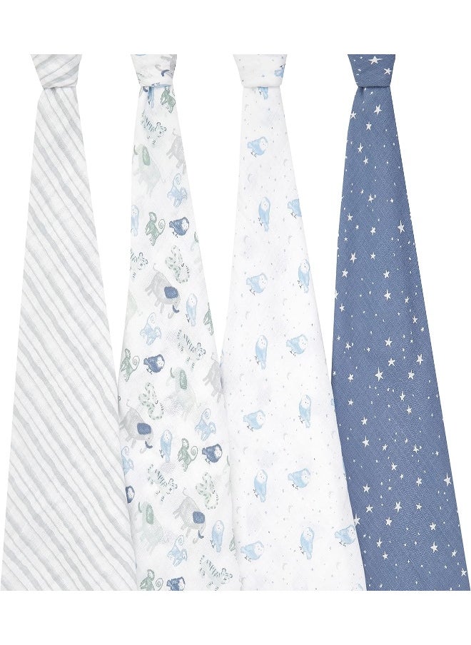 Aden + Anais™ essentials cotton muslin 4 pack swaddle blanket time to dream