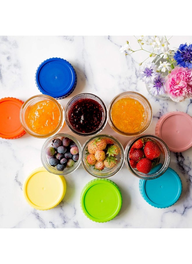 Youngever Glass Baby Food Storage, 240ml Baby Food Glass Containers with Airtight Lids, Glass Jars with Lids, 8 Assorted Colours