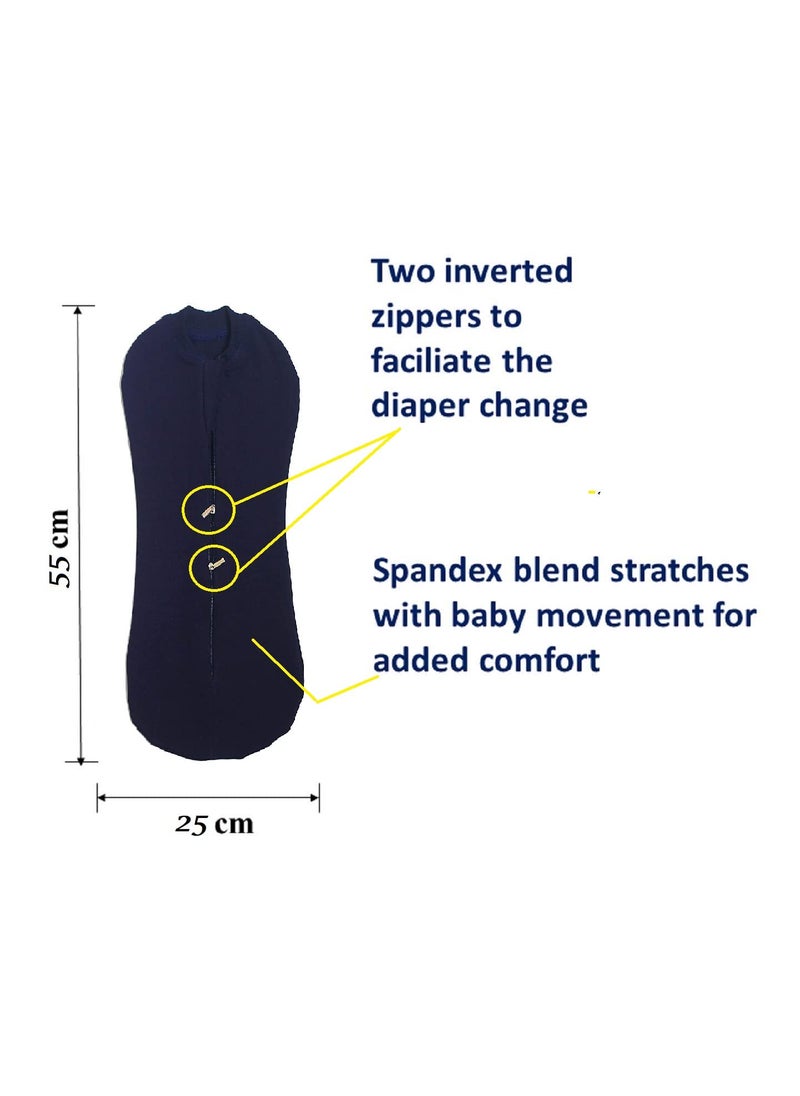 MammaChamp PODSwaddleSleeping BagSack for NewbornBaby 06 Months BlueWhite