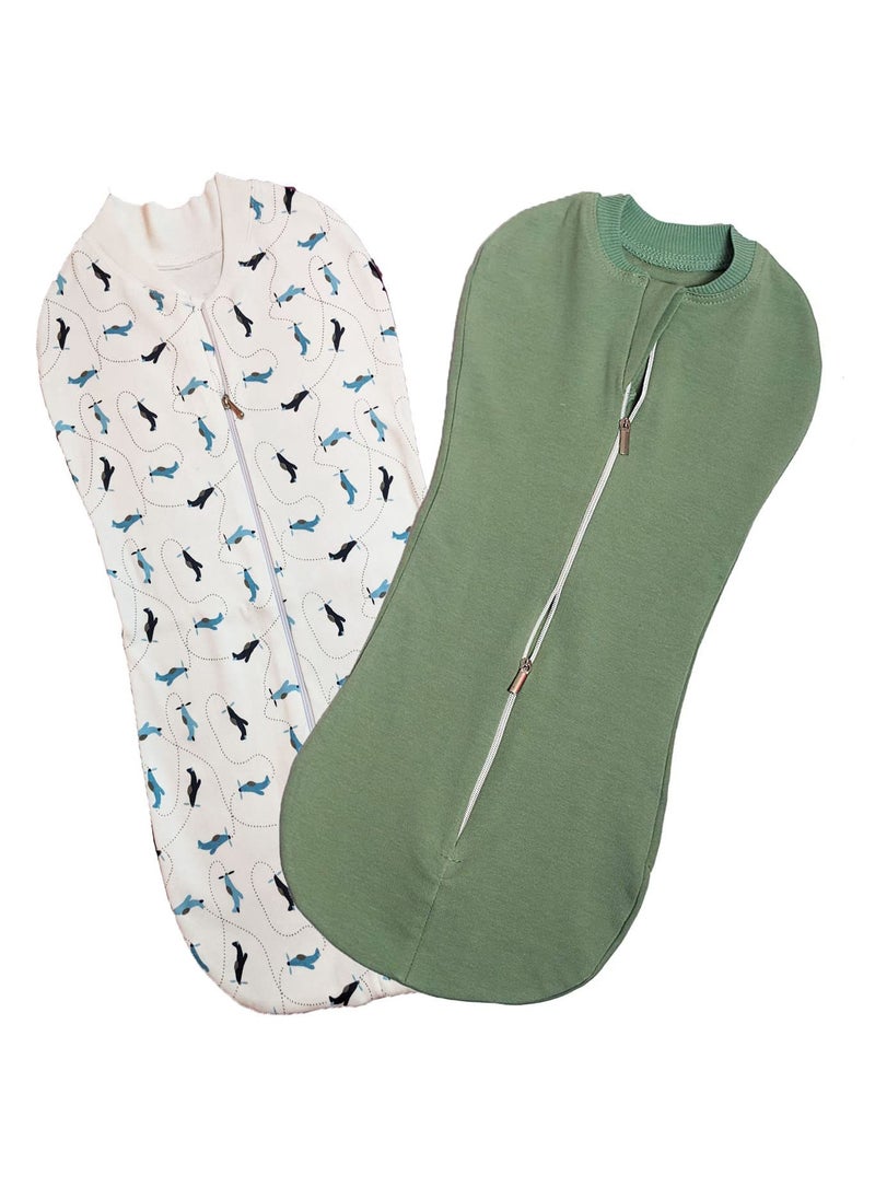 MammaChamp PODSwaddleSleeping BagSack for NewbornBaby 06 Months GreenWhite
